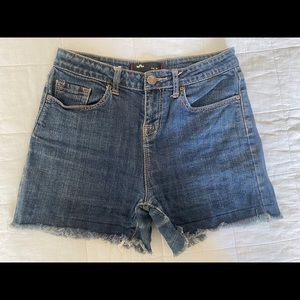 BDG medium wash high rise shorts